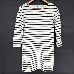 Uniqlo Women's Breton Striped Boat Neck Mini Dress M White Navy Nautical Preppy